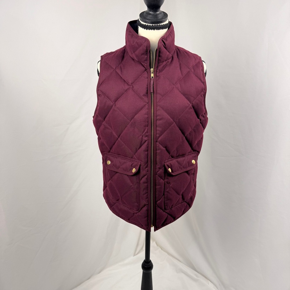 J.Crew Excursion Quilted Vest Women Small Burgundy Down Fill C8550
